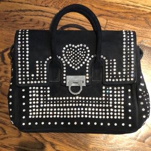 Charm and Luck black suede handbag & rhinestones